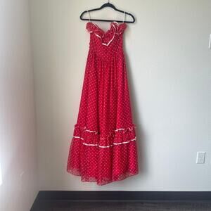 Gunne Sax Jessica McClintock Red Polka Dot Dress Size 5 VTG